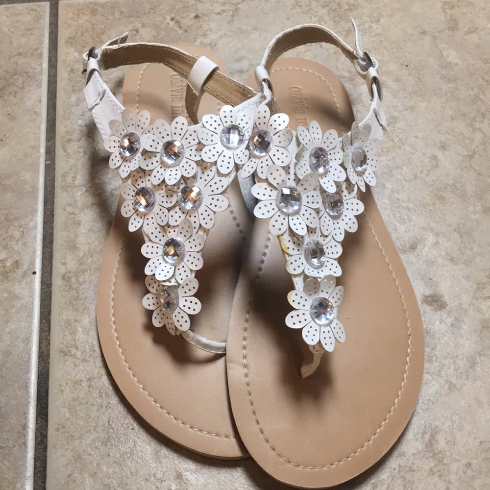 White jeweled sandals